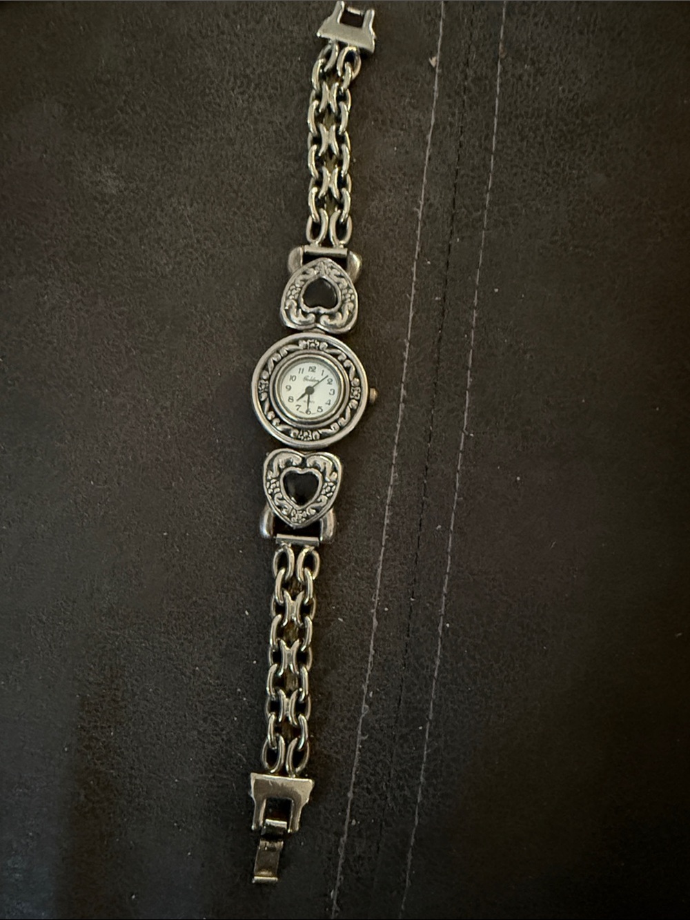 Silver Heart Accent Women's Bracelet Watch working condition